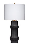 Rail Polyresin Table Lamp with Linen Shade, Black