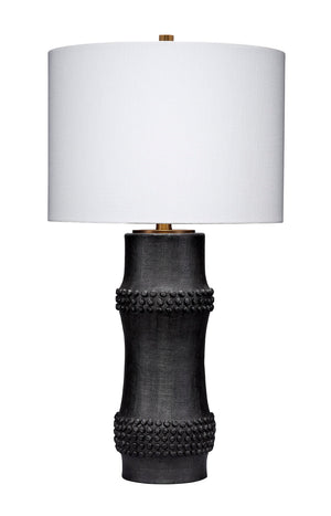 Rail Polyresin Table Lamp with Linen Shade, Black