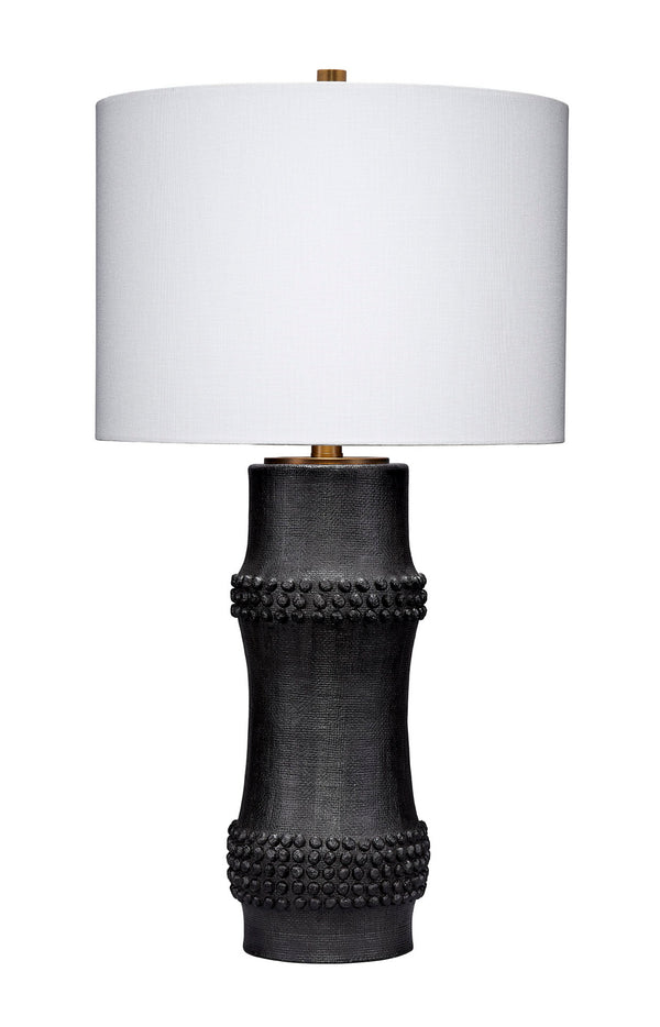 Rail Polyresin Table Lamp with Linen Shade, Black