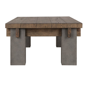 Dallas Solid Wood Coffee Table - Antique Brown/Dark Gray