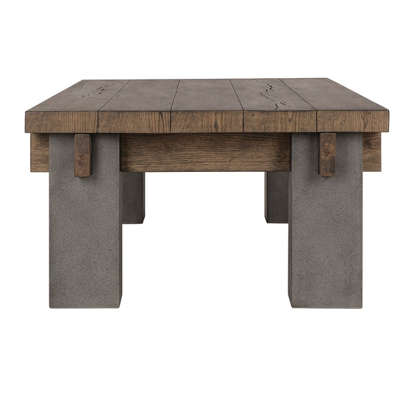 Dallas Solid Wood Coffee Table - Antique Brown/Dark Gray