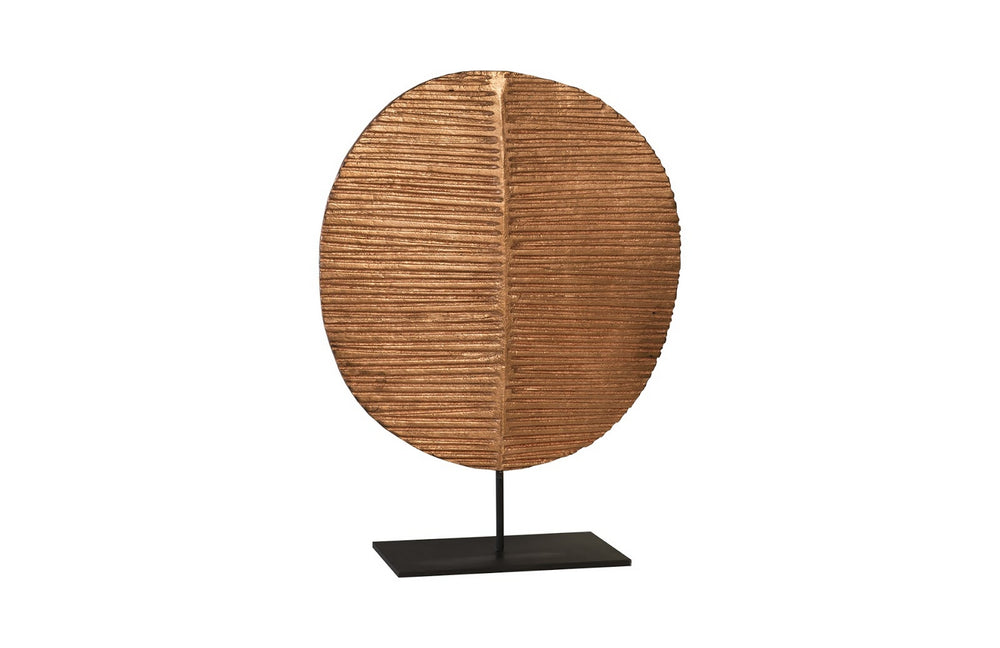 Carved Round Leaf on Metal Stand, Large