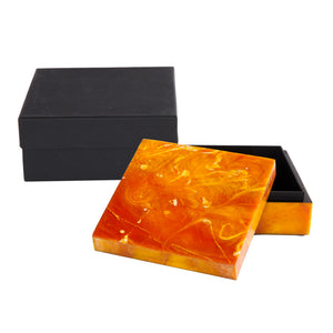 Resin Agate Box Yellow 5.75''sq