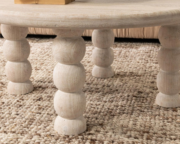 Adir Solid Wood Round Coffee Table - Cream