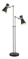 Soriano 2 Light Floor Lamp in Matte Black + Brushed Nickel Finish