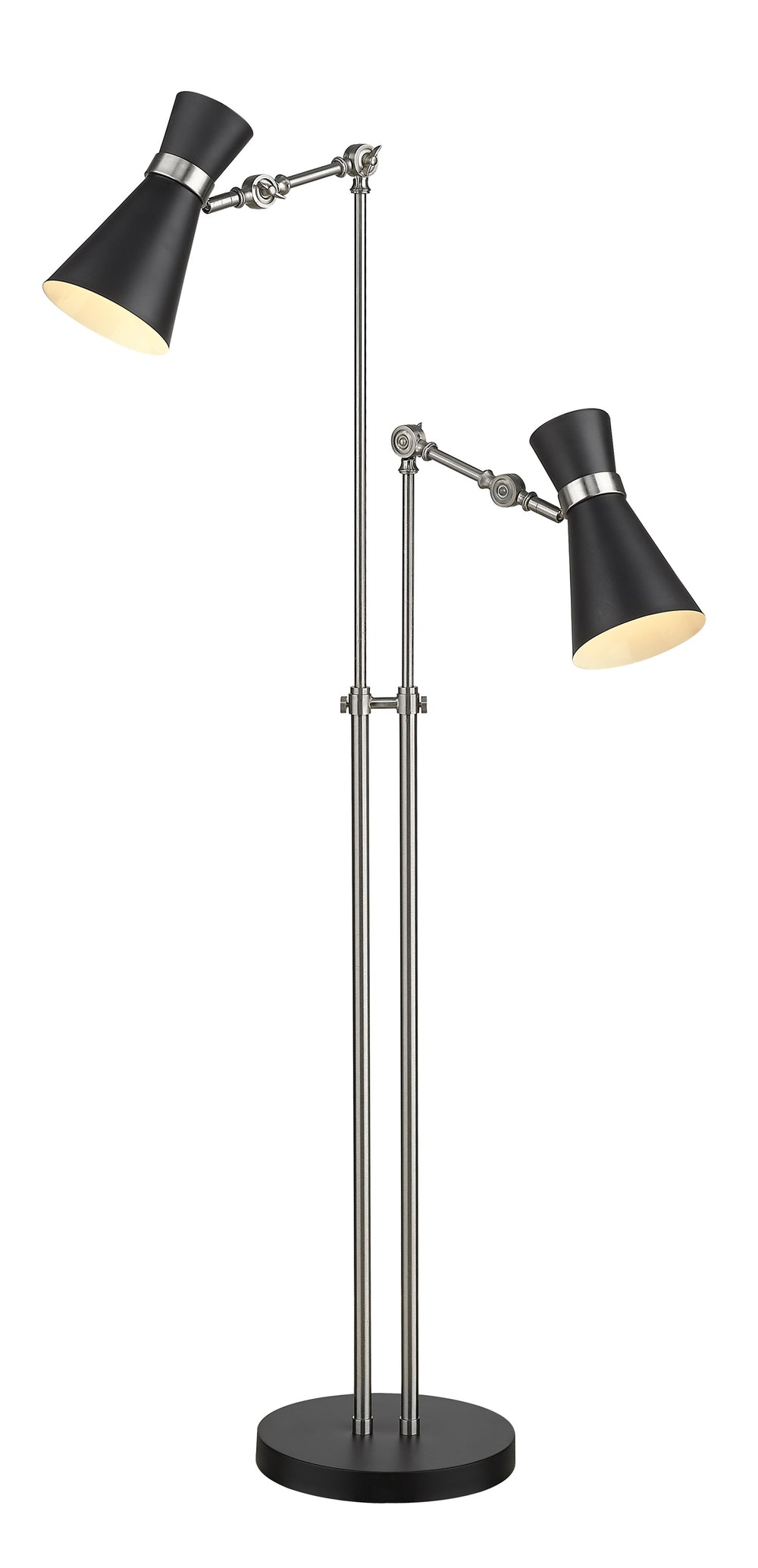 Soriano 2 Light Floor Lamp in Matte Black + Brushed Nickel Finish