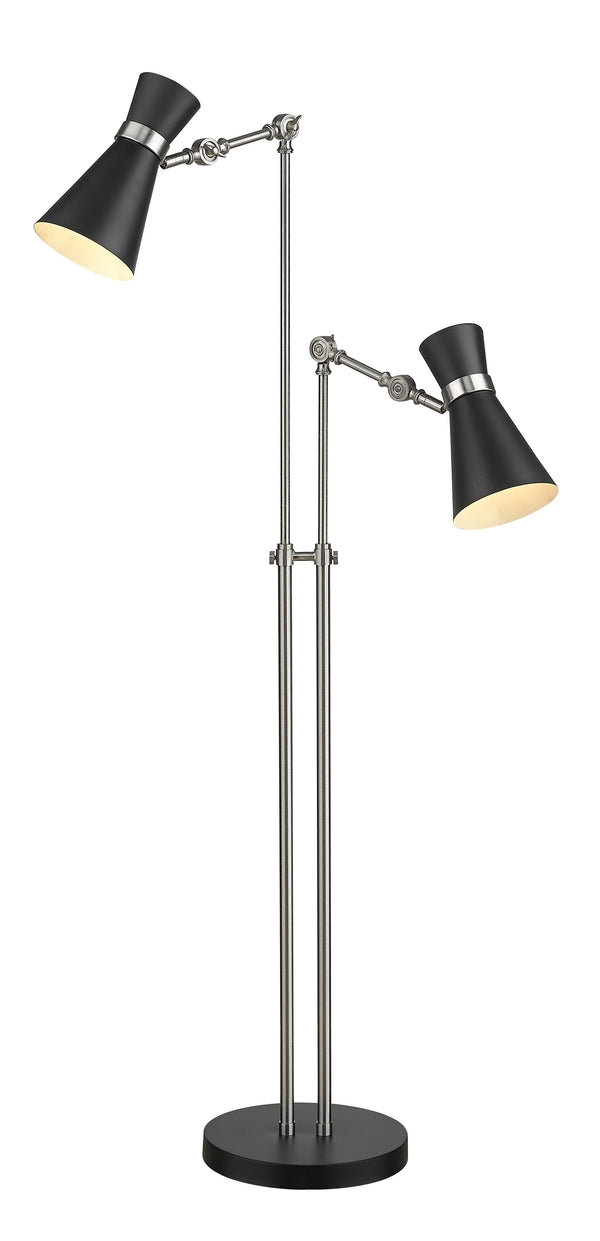 Soriano 2 Light Floor Lamp in Matte Black + Brushed Nickel Finish