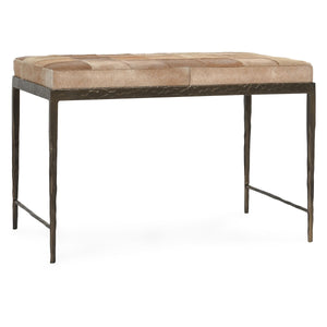 Achen Hide Bench with Hammered Iron Frame - Canyon Sand