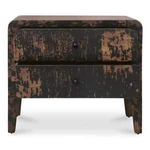 Iris Nightstand in Distressed Black Mango Wood