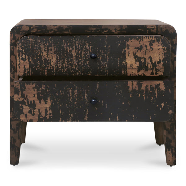 Iris Nightstand in Distressed Black Mango Wood