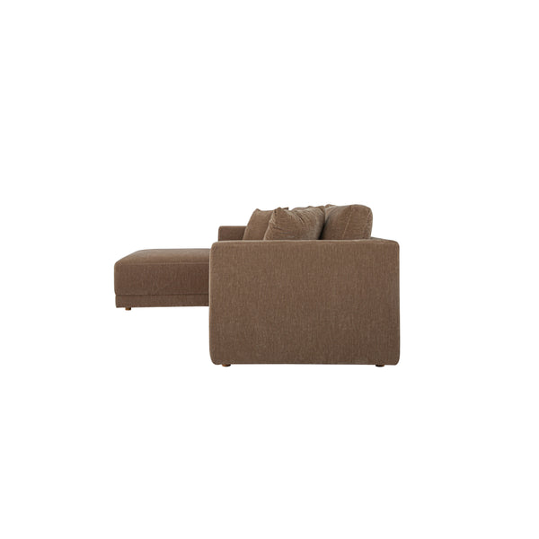 Bryn Camel Left Sectional Sofa with Oak Legs