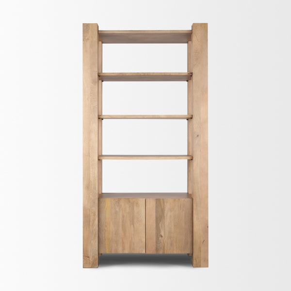 Beth Light Brown Wood w/ Open and Closed Storage Shelving Unit