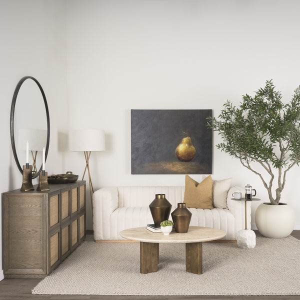Rini Gold Metal and White Marble Accent Table