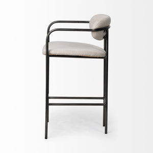 Parker II Beige Fabric Seat Gun Metal Grey Metal Counter Stool