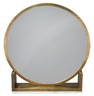 Odyssey Decorative Round Table Mirror, Antique Brass