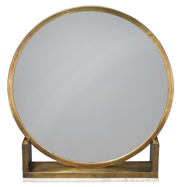 Odyssey Decorative Round Table Mirror, Antique Brass