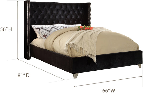 Isabel Full Bed In Black Velvet