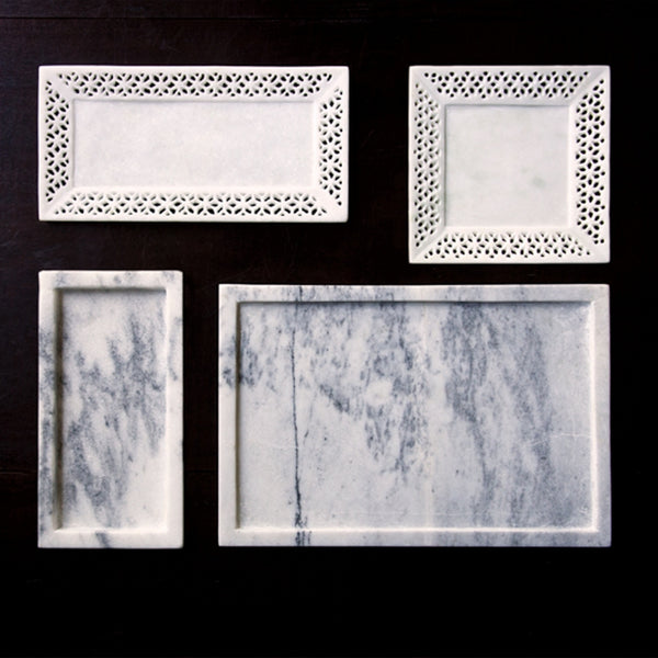 Jali Carved Marble Tray
