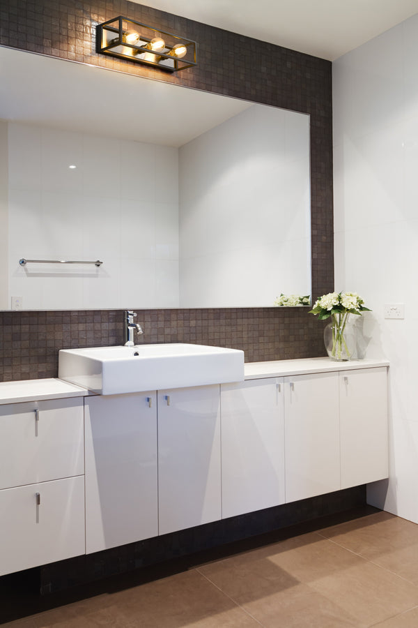 Kube 3 Light Vanity in Matte Black + Brushed Nickel Finish
