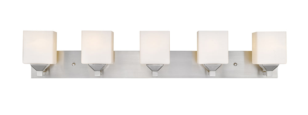 Quube 5 Light Vanity  in Brushed Nickel Finish