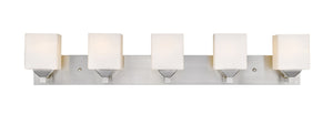 Quube 5 Light Vanity  in Brushed Nickel Finish