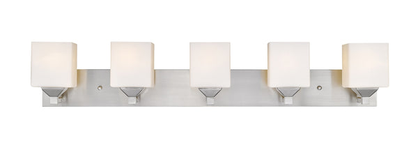 Quube 5 Light Vanity  in Brushed Nickel Finish