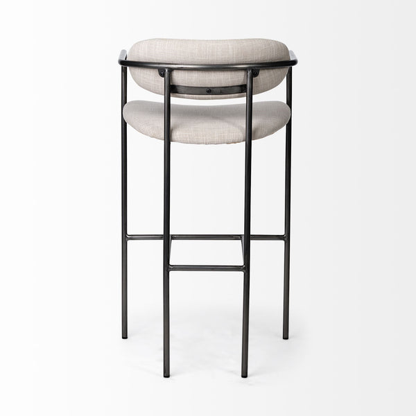 Parker 30" Seat Height Beige Fabric Seat Gun Metal Grey Metal Bar Stool