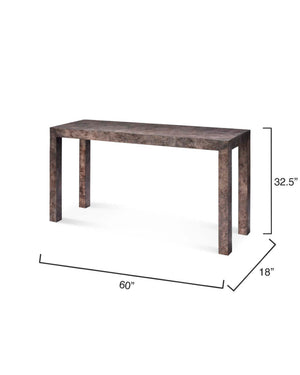 Archer Burl Wood Console, Grey