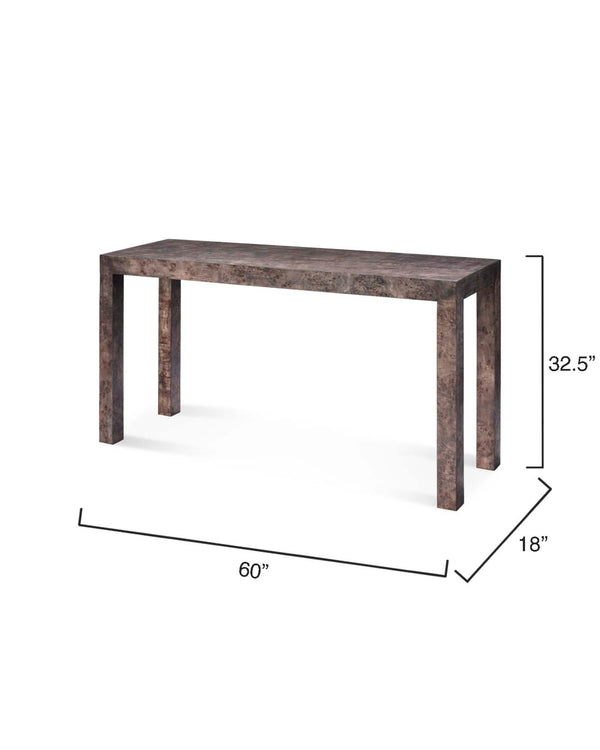 Archer Burl Wood Console, Grey