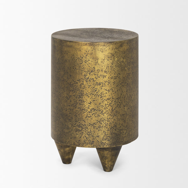 Rosh Textured Gold Metal w/ Acid Wash  Accent Table