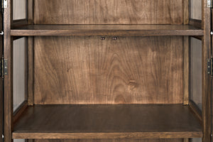 Collins Hutch in Dark Walnut with Glass Accents