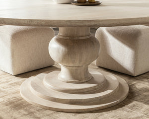 Hera Solid Wood Dining Table with Pedestal Base - Creamwood