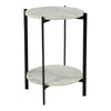 Melanie Accent Table with White Marble and Black Iron