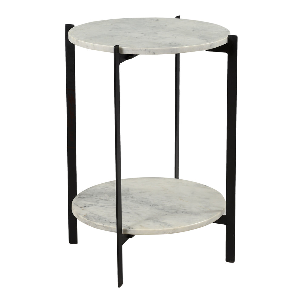 Melanie Accent Table with White Marble and Black Iron