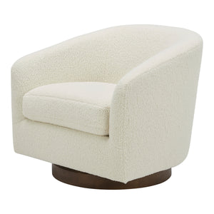 Oscy Swivel Chair in Faux Shearling White