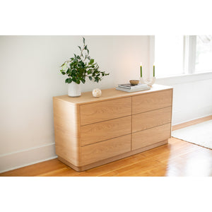 Moe's Round Off Six-Drawer Light Oak Dresser
