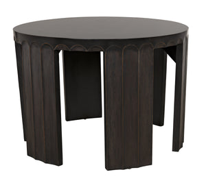 Fluted Side Table, Pale with Light Brown Trim