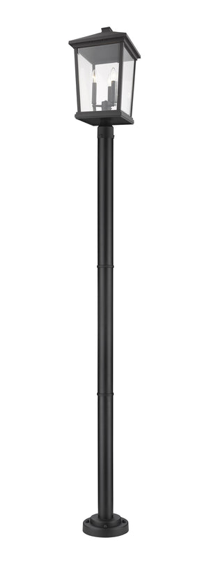 Beacon 3 Light Outdoor Post Mounted Fixture in Black Finish
