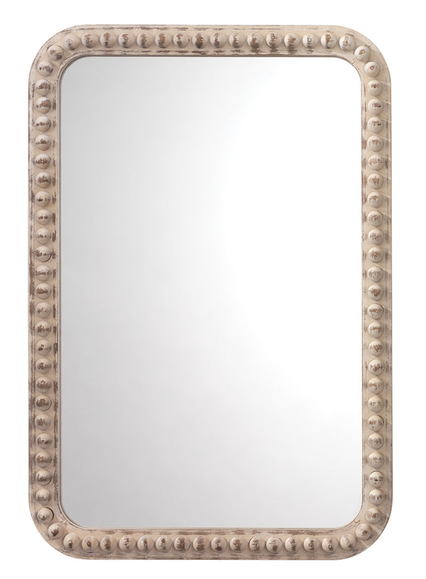 Rectangle Audrey Wall Mirror, White Washed Wood