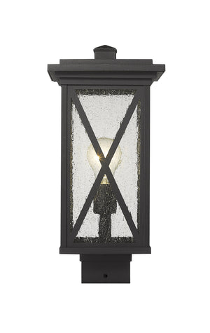 Brookside 1 Light Outdoor Post Mount Fixture in Black Finish