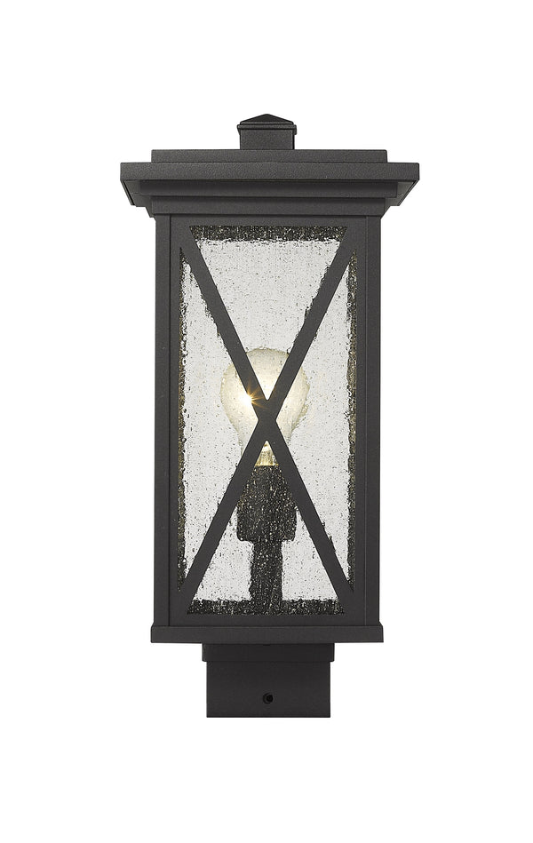 Brookside 1 Light Outdoor Post Mount Fixture in Black Finish