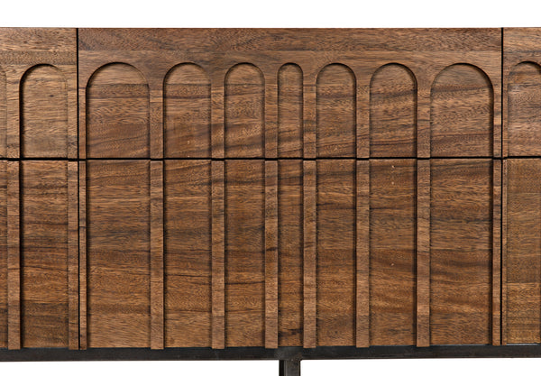 Casanova Sideboard in Dark Walnut with Industrial Steel Accents
