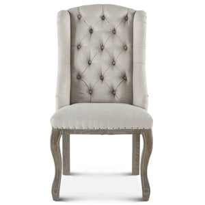 Satine Off-White Tufted Linen Dining Chair