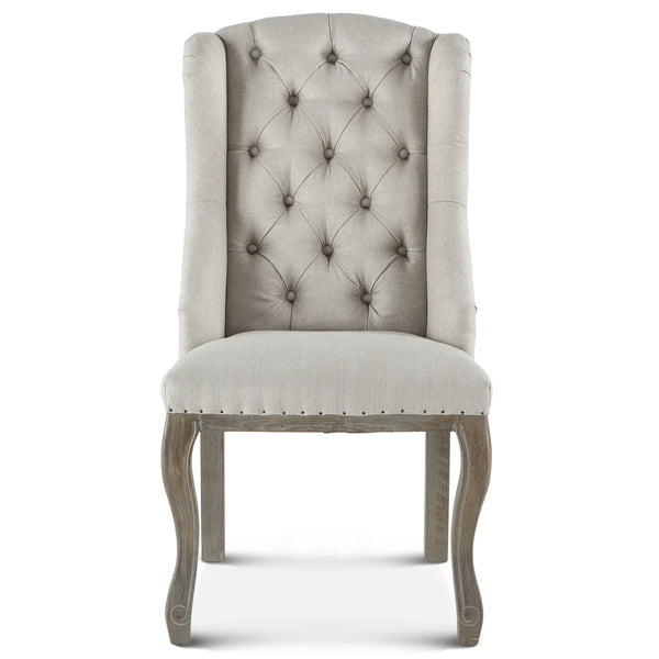 Satine Off-White Tufted Linen Dining Chair