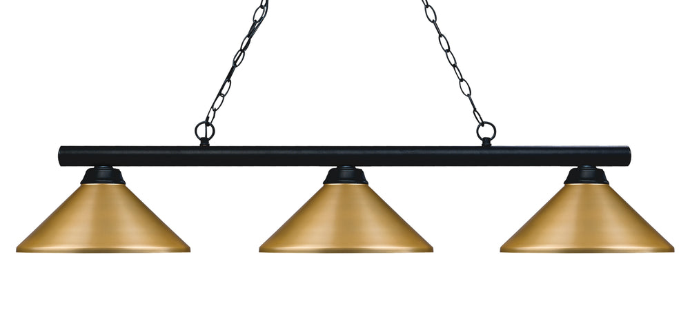Sharp Shooter 3 Light Billiard Light in Matte Black Finish