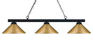 Sharp Shooter 3 Light Billiard Light in Matte Black Finish