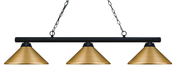 Sharp Shooter 3 Light Billiard Light in Matte Black Finish