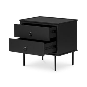 Moe's Reagan Black Nightstand with Metal Handles