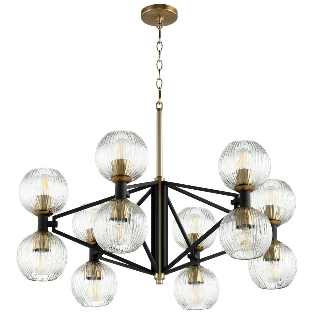 Helios Chandelier in Noir / Aged Brass