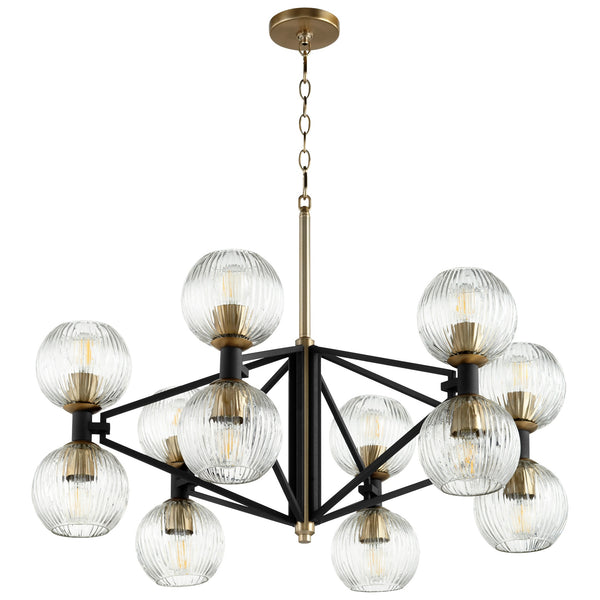 Helios Chandelier in Noir / Aged Brass